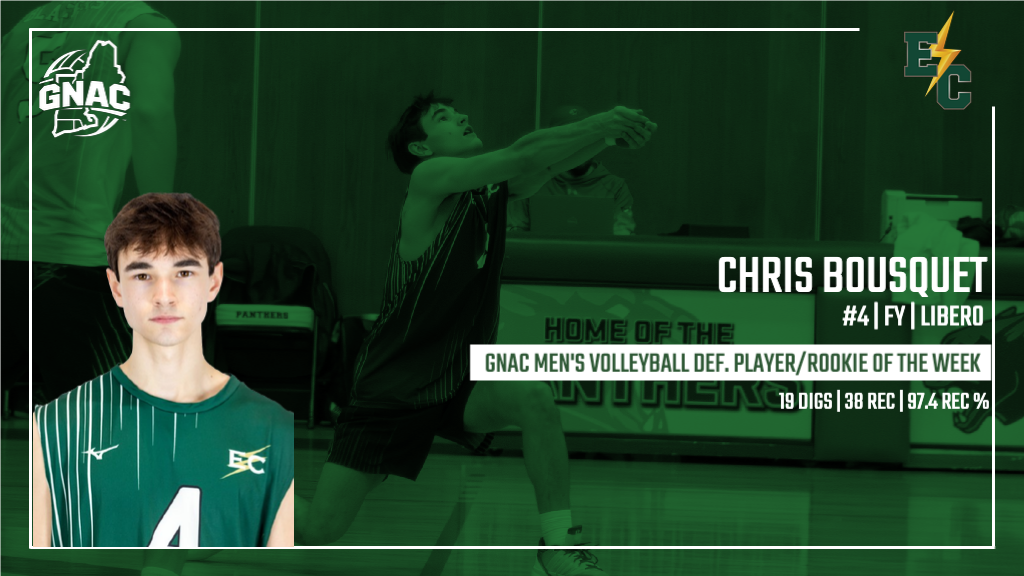 Bousquet Named GNAC Men's Volleyball Defensive Player and Rookie of the Week