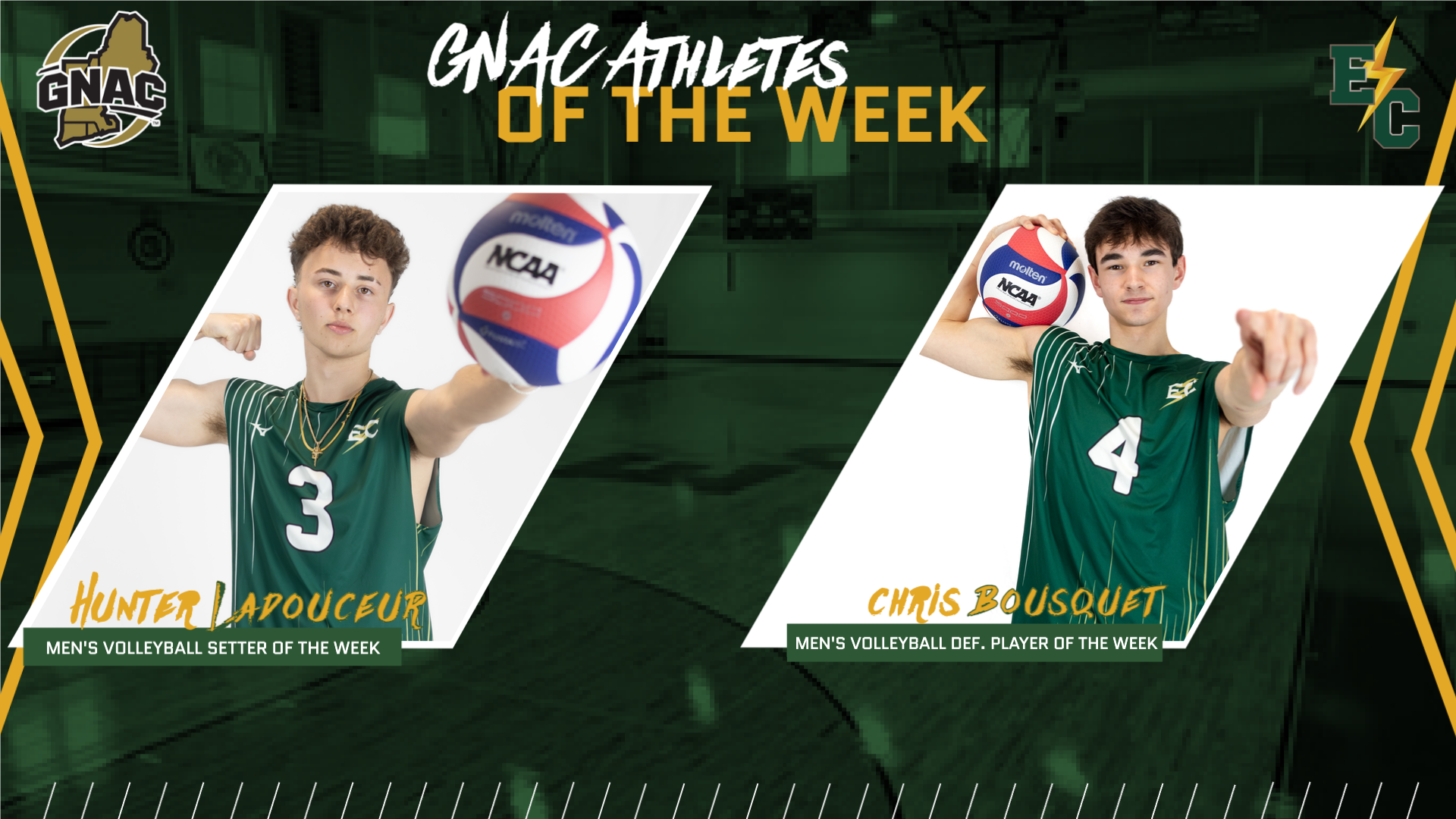 Bousquet and Ladouceur Earn GNAC Weekly Awards in Men's Volleyball